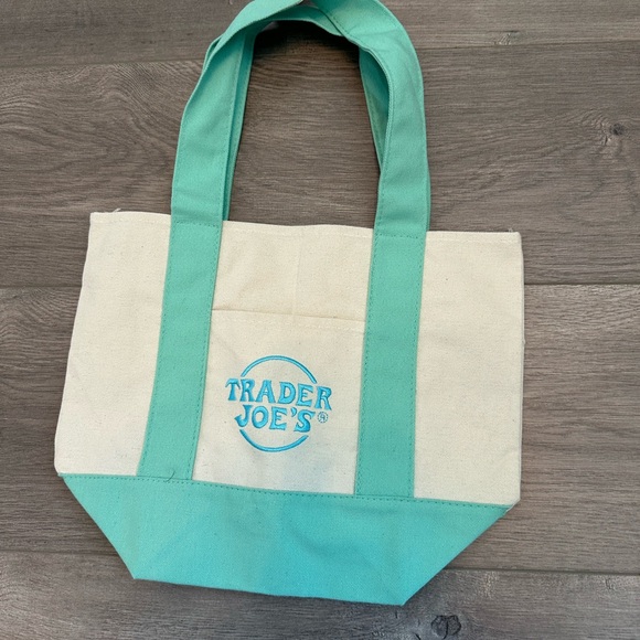 Trader Joe'S Handbags - Trader Joe's Cream and Green Canvas Tote Bag
